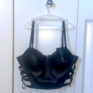 BRAND NEW NWOT: Black Leather Padded Cropped Tank